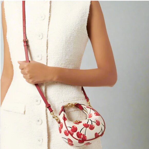 Coach Jonie Cherry Mini Crossbody Wristlet White Glovetanned Leather CAE83 - Picture 8 of 15